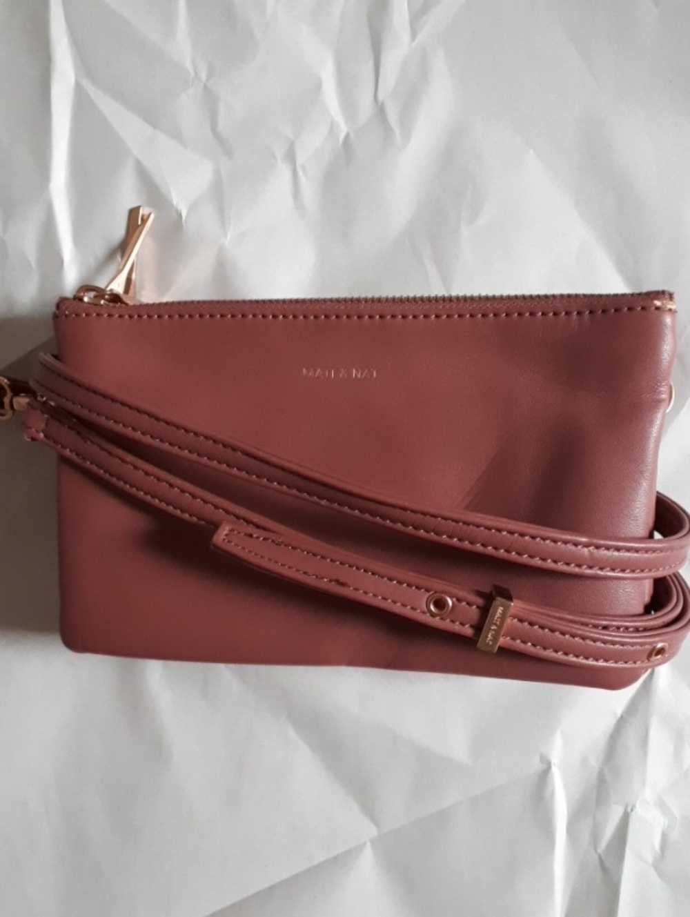 Matt & Nat Rose Triple Zipper Crossbody Bag